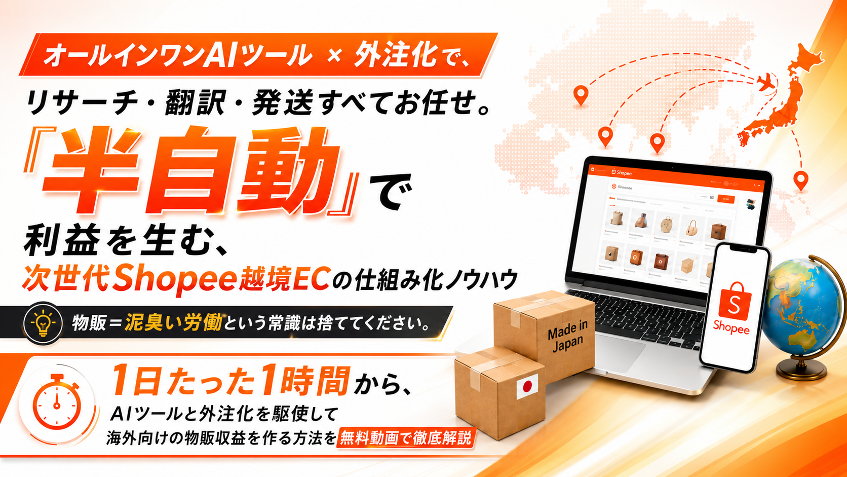 オールインワンAIツールと外注化で半自動のShopee越境ECを仕組み化する無料動画